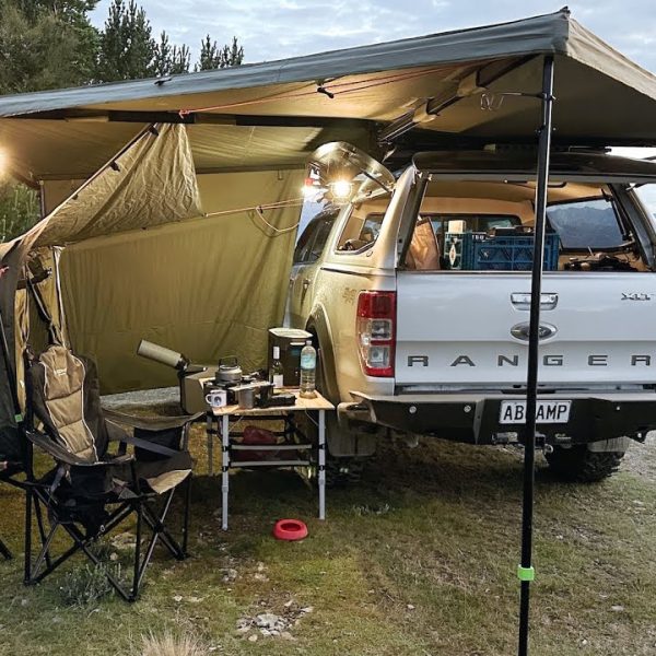 Car Camping on a Mountain – Elevated Tent and Truck Awning
