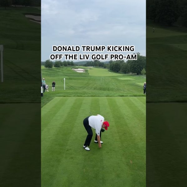 Trump teeing off at the LIV Golf Pro-Am #shorts #trump #donaldtrump #livgolf